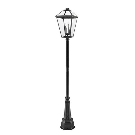 Z-LITE Talbot 4 Light Outdoor Post Mounted Fixture, Black & Clear Beveled 579PHXLXR-564P-BK